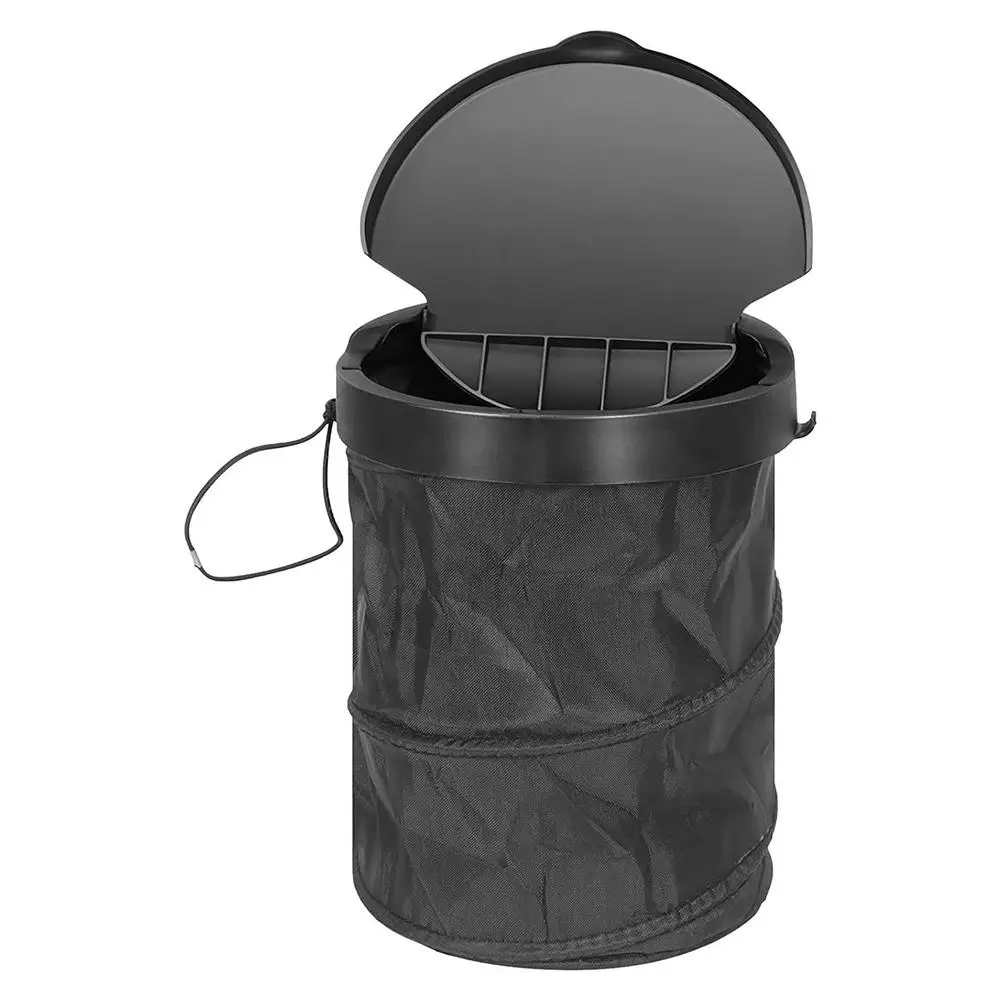 Portable Car Seat Back Garbage Bag Fold Collapsible Car Auto Trash Can W/Lid C - £16.77 GBP