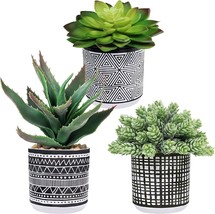 Winlyn Set Of 3 Assorted Small Potted Succulents Arrangement Artificial - £31.42 GBP