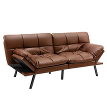Convertible Memory Foam Futon Sofa Bed with Adjustable Armrest-Brown - Color: B - £374.25 GBP
