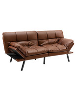 Convertible Memory Foam Futon Sofa Bed with Adjustable Armrest-Brown - C... - £371.28 GBP