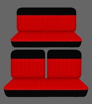 Fits 1950 Ford Tudo Front 50/50 top and solid rear bench seat covers  black-red - £111.56 GBP