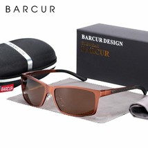 BARCUR  Classic Square Polarized Sunglasses Men Aluminium Driving Sun glasses - £23.58 GBP