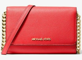 NWB Michael Kors Jet Set Chain Crossbody Coral Red Leather $298 MSRP Dust Bag FS - £81.34 GBP