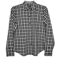 Chaps Womens Shirt Size PM Long Sleeve Button Up Collared Black White Plaid - £10.75 GBP