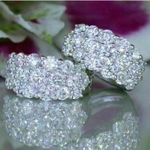 3.00Ct Round Cut Real Moissanite Huggie Hoop Earrings in 14K White Gold Plated - $74.79