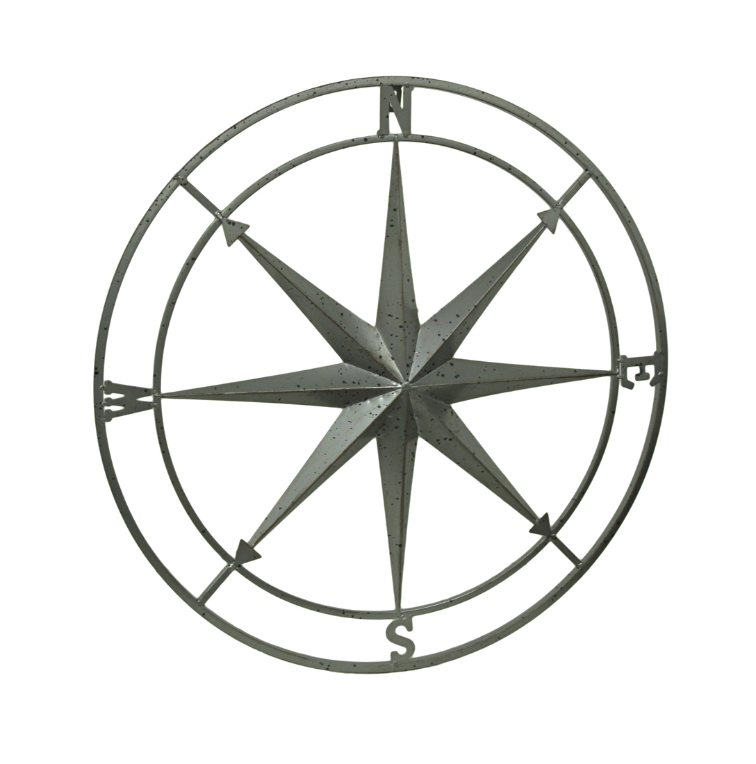 Primary image for Scratch & Dent Weathered Finish Framed Compass Rose Metal Wall Hanging