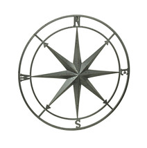 Scratch &amp; Dent Weathered Finish Framed Compass Rose Metal Wall Hanging - £38.69 GBP
