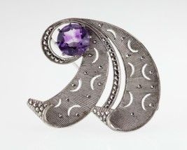Theodor Fahrner Argent Sterling Améthyste Et Marcassite Broche Vintage - $402.94