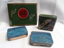 Vtg Edgeworth Half &amp;Half Lucky Strike Smoking Tobacco Cigarette Tin Lot ... - £47.50 GBP
