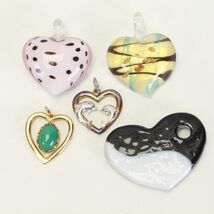 Art Glass Heart Pendants 3pc and Gold Tone Pendants 2pc  Dolphin Yin Yan... - $14.69