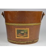 Vintage Lapped Wood Bucket With Dowed Handle 9.75&quot; Tall Collectible Home... - £46.53 GBP