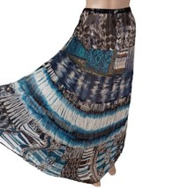 Chicos Silk Broomstick Maxi Skirt Sz 1 M 8 Blend Gauzy Flowy Boho Hippie Elastic - £31.56 GBP
