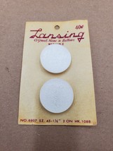 Lansing Round 1 1/8in size 45 White Shank Button on Card Unused Vtg Anti... - $5.89