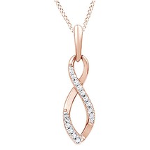 0.10CT Corte Redondo Diamante Natural Infinito Colgante Collar 14K Oro Rosa Baño - £164.73 GBP