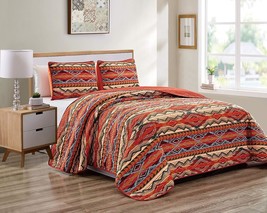 Arizona (Full / Queen) Rustic Western Native American Quilt Bedspread Coverlet - £43.74 GBP