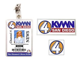 Anchorman Movie Veronica Corningstone set of 3 ID Badge and Pin Set Costume Name - £13.27 GBP
