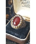 Antique Vintage 1940-s 925 Silver Large Carnelian Signet Ring UK T 1/2 U... - $2,620.02 MXN