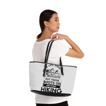 PU Leather Shoulder Bag with Motivational Hiking Quote - Black and White - Styli - £43.88 GBP