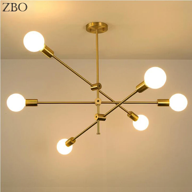 Pendant lamp iron gold for bar living room bedroom dining room e27 led geometric indoor thumb200