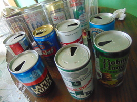 16 DIFFERENT EMPTY BEER ALUMINUM CANS /  70`s &amp; 80`s GOOD CONDITION - $79.00