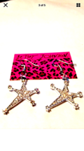 Betsey Johnson Silver Alloy Sparkle Crystal Star Dangle Wire Earrings - £7.18 GBP