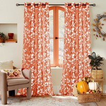 Living Room Fall Decor, Rust Burnt Orange Curtains 2 Panels 84 Inch Length, Leaf - £31.23 GBP