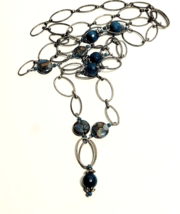 Vintage Costume Handmade Necklace Maine 40&quot; Chain Stone Beaded B65 - £16.42 GBP