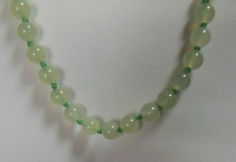 Vintage Hand Knotted Jade Glass Necklace 22” Long - £67.47 GBP