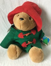 Paddington Bear Plush Stuffed Teddy with Holiday Fun Book Sears 1996 Vintage 16&quot; - £16.19 GBP