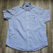 Ralph Lauren Shirt Mens Extra Large Seersucker Button Down Plaid Blue Label - £27.33 GBP