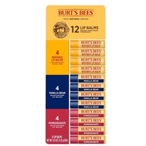 Burt&#39;s Bees 100% Natural Original Lip Balm 12-Pack, Includes 4 Beeswax, 4 Vanill - £36.76 GBP
