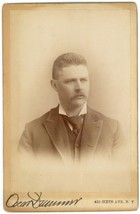 Circa 1880&#39;S Cabinet Card Handsome Confident Man Mustache Dummer New York, Ny - £9.56 GBP