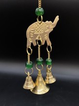 Brass Ganesha Dia Elephant Bell Wall Hanging Decor - $11.57