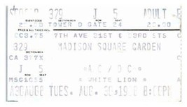 AC/Dc Concerto Ticket Stub Agosto 30 1988 New York Città Madison Quadrato Da - $39.58