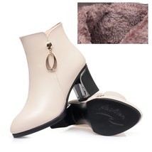 Women winter shoes Women Winter Boots Pointed Genuine Leather High-Heel Women&#39;s  - £76.21 GBP