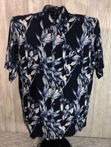 Puritan Hawaiian Shirt Large Blue Men’s Button Up Short Sleeves Tropical Bamboo - £10.12 GBP