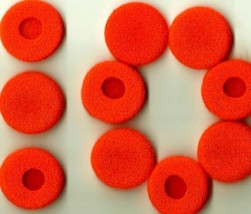 10 Replacement Earbud Soft FOAM CUSHIONS rOund &amp; RED Sponge tips Earpad ... - £14.44 GBP