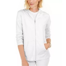 Karen Scott Womens Petite PM Bright White Hooded Zip Front Jacket NWD CH59 - $19.59