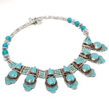 Tibetan Turquoise Handmade Christmas Gift Jewelry Necklace Nepali 18&quot; SA 5008 - £14.38 GBP