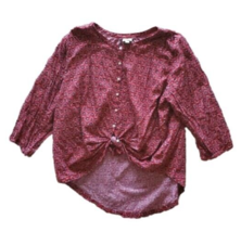 St John&#39;s Bay Blouse Women 2X Red Regal 3/4 Sleeve Crop Front Scoop Back - $6.48