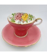 Aynsley Tea Cup and Saucer Set Cabbage Rose Pink Bone China T5025 Hand-p... - £182.70 GBP