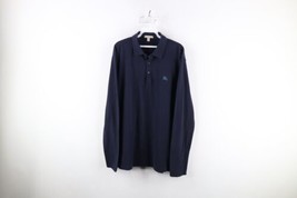 Burberry Brit Mens Large Faded Pique Cotton Knit Collared Long Sleeve Polo Blue - £55.04 GBP