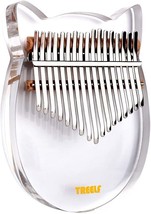 TREELF Kalimba 17 Keys Cute Cat Acrylic Thumb Piano Mbira Transparent Keyboard - £29.56 GBP