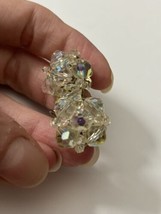 Vintage Laguna AB Crystal Cluster Earrings Clip On - $7.69