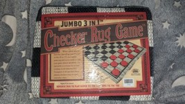 New Jumbo 3 in 1 Checker &amp; Tic-Tac-Toe Rug Game 28&quot; Sealed - £11.74 GBP