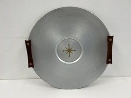 Vintage Aluminum Platter starburst Mid Century Modern tray MIRRO MEDALLION wood - £19.65 GBP