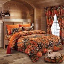 Full Size 12 Pc Set!! Orange Camo Comforter Sheets Curtain Sheet Camouflage Set - £94.17 GBP
