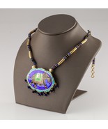 Gold Plated Costume Enamel Elephant Pendant with Beaded Accents - $9,429.31 MXN