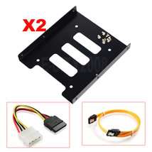 2Pcs 2.5 To 3.5 Inch Hdd Ssd Mounting Kit Adapter Bracket Sata Data Power Cable - £13.43 GBP