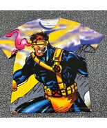 Marvel X-Men Cyclops Oversized Shirt Men Medium All Over Print Retro Vin... - $82.20 CAD